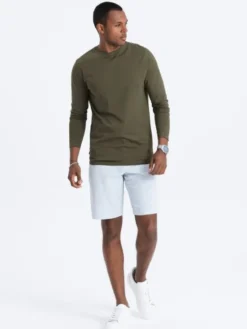 Ombre Longsleeve OM-LSBL-0106 Zielony Regular Fit