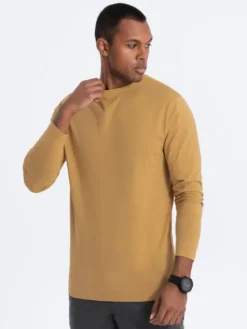 Ombre Longsleeve OM-LSBL-0106 Złoty Regular Fit
