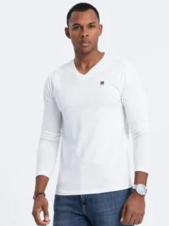 Ombre Longsleeve OM-LSCL-0110 Biały Regular Fit