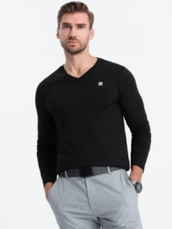 Ombre Longsleeve OM-LSCL-0110 Czarny Regular Fit