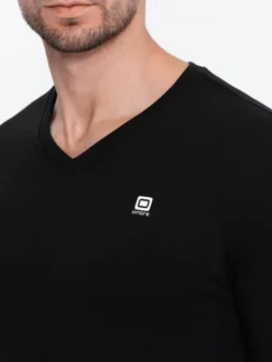 Ombre Longsleeve OM-LSCL-0110 Czarny Regular Fit