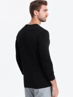 Ombre Longsleeve OM-LSCL-0110 Czarny Regular Fit