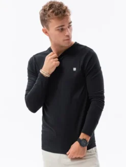 Ombre Longsleeve OM-LSCL-0102 Czarny Regular Fit
