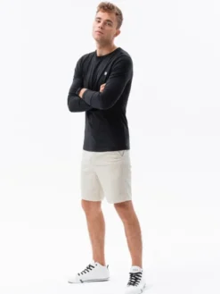 Ombre Longsleeve OM-LSCL-0102 Czarny Regular Fit
