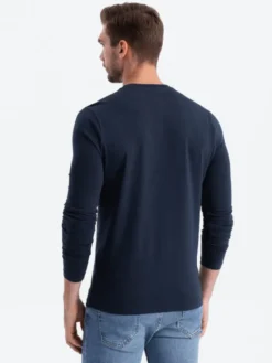 Ombre Longsleeve OM-LSCL-0110 Granatowy Regular Fit
