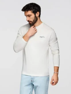 Ombre Longsleeve OM-LSPT-0136 Biały Regular Fit