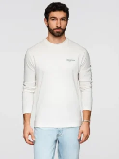 Ombre Longsleeve OM-LSPT-0136 Biały Regular Fit