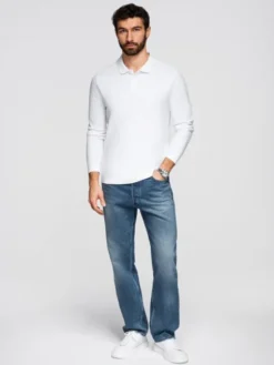 Ombre Longsleeve OM-POBL-0162 Biały Regular Fit