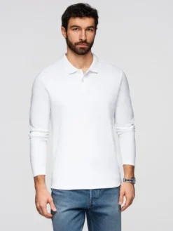 Ombre Longsleeve OM-POBL-0162 Biały Regular Fit
