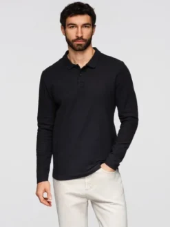 Ombre Longsleeve OM-POBL-0162 Czarny Regular Fit