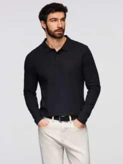 Ombre Longsleeve OM-POBL-0162 Czarny Regular Fit