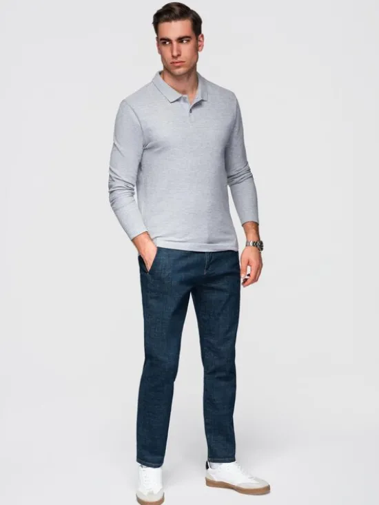 Ombre Longsleeve OM-POBL-0162 Szary Regular Fit