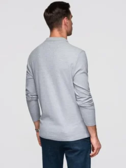 Ombre Longsleeve OM-POBL-0162 Szary Regular Fit