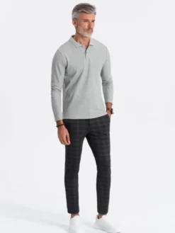 Ombre Longsleeve OM-POBL-0114 Szary Fitting Fit