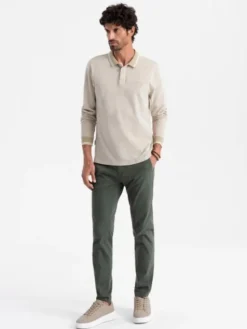 Ombre Longsleeve OM-POLS-0129 Beżowy Regular Fit