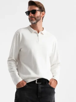 Ombre Longsleeve OM-POLS-0130 Biały Regular Fit