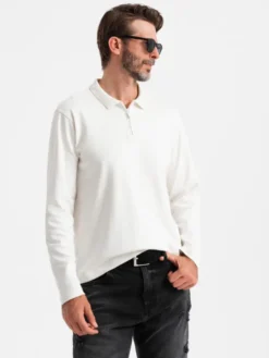 Ombre Longsleeve OM-POLS-0130 Biały Regular Fit