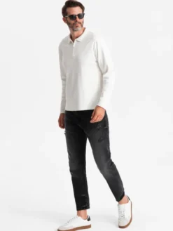 Ombre Longsleeve OM-POLS-0130 Biały Regular Fit