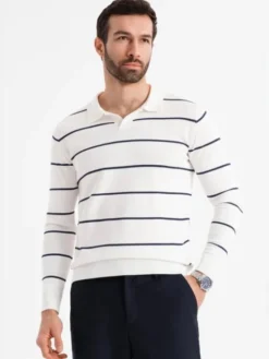 Ombre Longsleeve OM-POLS-0146 Biały Regular Fit
