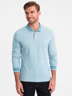 Ombre Longsleeve OM-POLS-0129 Niebieski Regular Fit