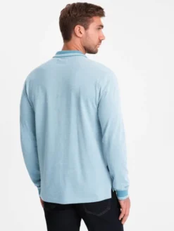 Ombre Longsleeve OM-POLS-0129 Niebieski Regular Fit