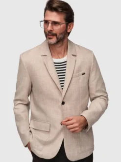 Ombre Marynarka M169 Brązowy Regular Fit