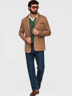 Ombre Marynarka M170 Brązowy Slim Fit
