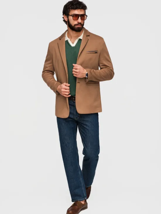 Ombre Marynarka M170 Brązowy Slim Fit