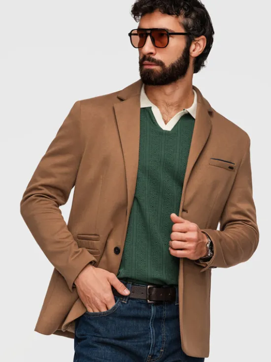 Ombre Marynarka M170 Brązowy Slim Fit