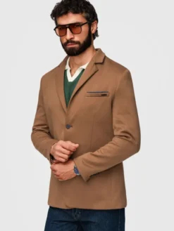 Ombre Marynarka M170 Brązowy Slim Fit