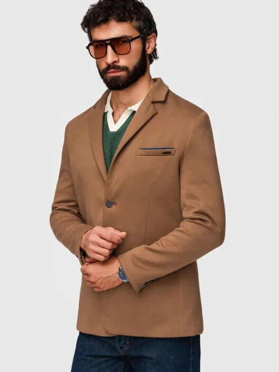 Ombre Marynarka M170 Brązowy Slim Fit