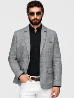 Ombre Marynarka M169 Czarny Regular Fit