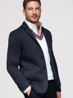 Ombre Marynarka M170 Granatowy Slim Fit