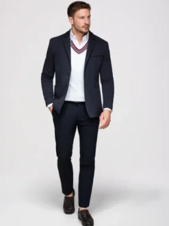 Ombre Marynarka M170 Granatowy Slim Fit