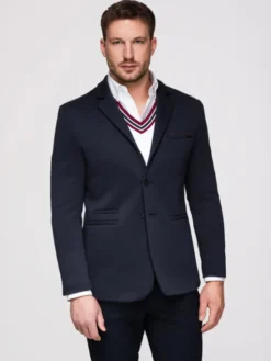 Ombre Marynarka M170 Granatowy Slim Fit