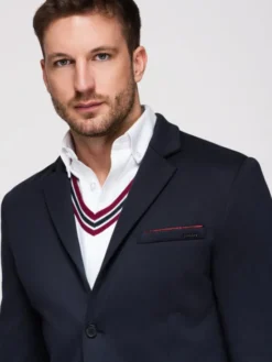 Ombre Marynarka M170 Granatowy Slim Fit