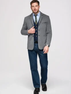 Ombre Marynarka M170 Szary ciemny Slim Fit
