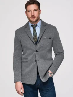 Ombre Marynarka M170 Szary ciemny Slim Fit