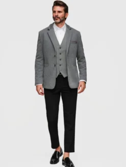 Ombre Marynarka M170 Szary Slim Fit