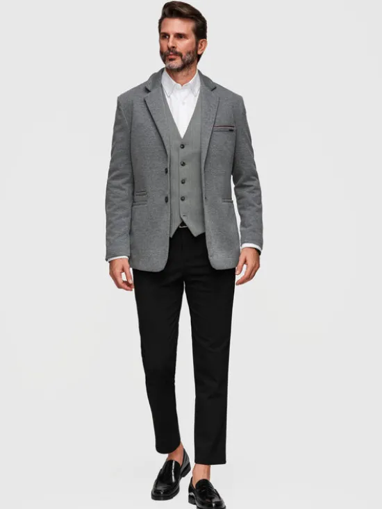 Ombre Marynarka M170 Szary Slim Fit