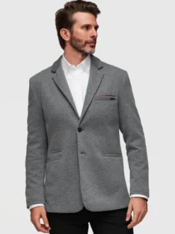 Ombre Marynarka M170 Szary Slim Fit