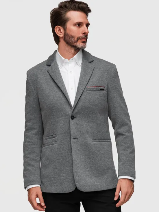 Ombre Marynarka M170 Szary Slim Fit