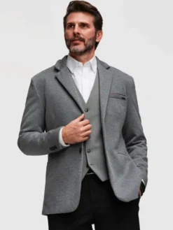 Ombre Marynarka M170 Szary Slim Fit