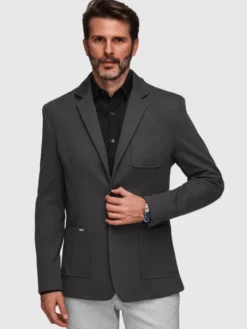 Ombre Marynarka M165 Szary Slim Fit