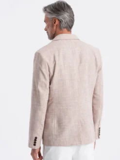 Ombre Marynarka OM-BLZB-0128 Beżowy Regular Fit