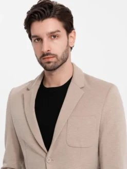 Ombre Marynarka OM-BLZB-0129 Beżowy Regular Fit