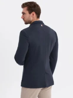Ombre Marynarka OM-BLZB-0101 Granatowy Slim Fit
