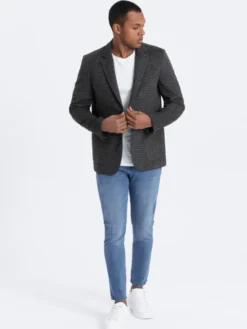 Ombre Marynarka OM-BLZB-0117 Szary Classic Fit
