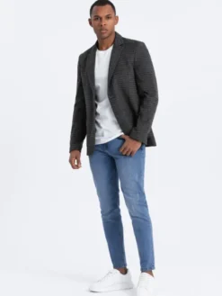 Ombre Marynarka OM-BLZB-0117 Szary Classic Fit
