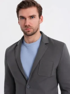 Ombre Marynarka OM-BLZB-0101 Szary Slim Fit